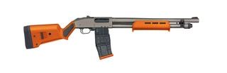 Mossberg 590M Mag-Fed Pump Action 12GA Shotgun with orange stock and forend